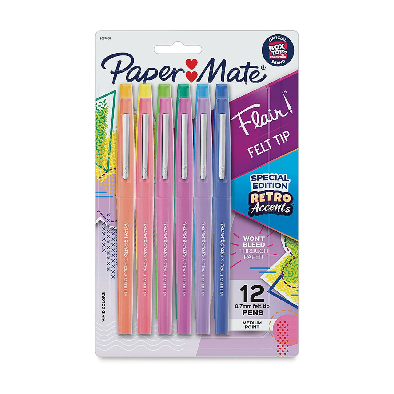 Paper Mate Flair Guard Pens - Set of 12, Retro Colors, Medium Tip